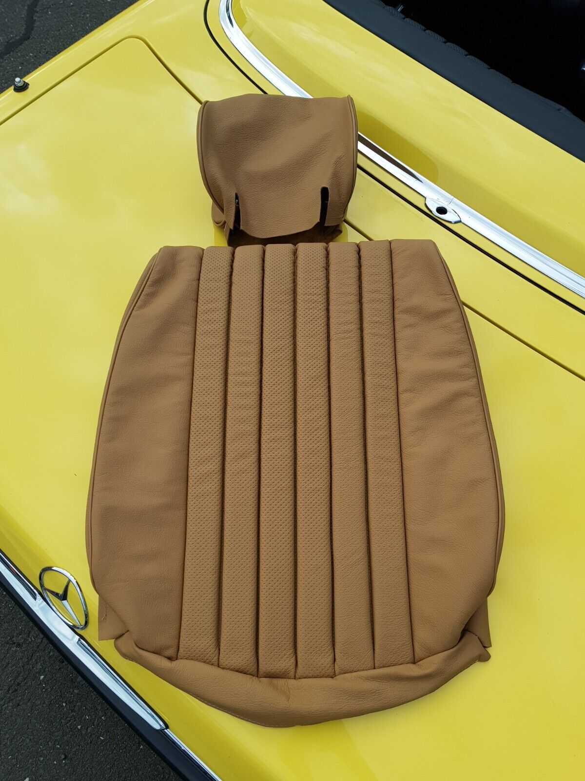 Seat Cover for Mercedes Benz W107 R107 C107 SL Genuine Leather Date / Beige