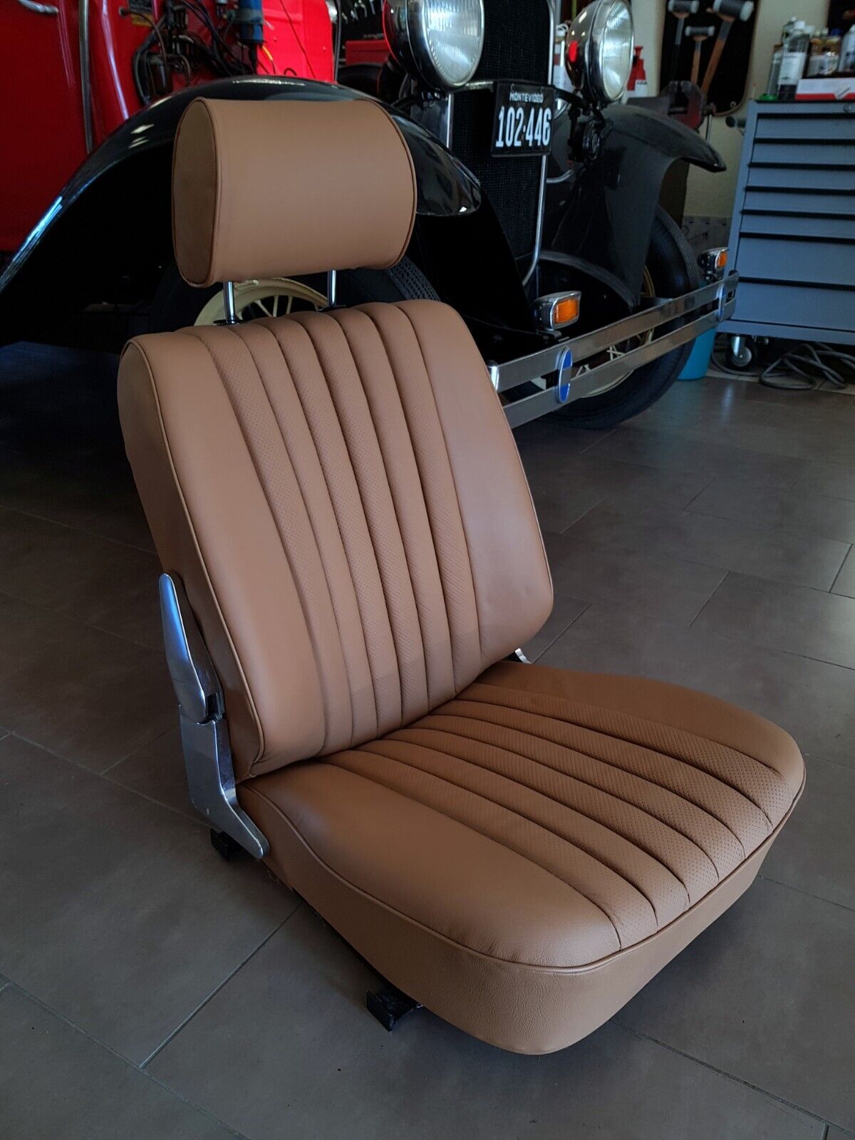Seat Cover for Mercedes Benz W107 R107 C107 SL Genuine Leather Date / Beige