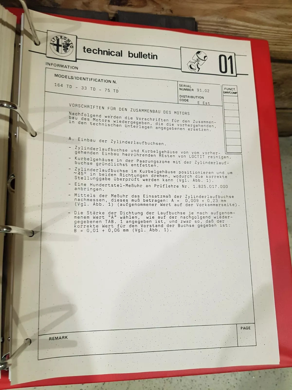 Alfa Romeo Technische Rundschreiben / Technical Bulletin im Satz ca. 1989-1995