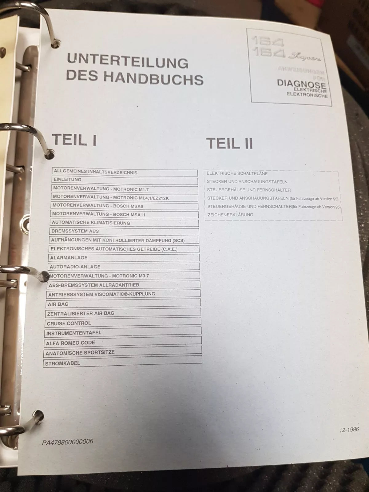 Alfa Romeo 164 Diagnose Handbuch Elektrik / Elektronik